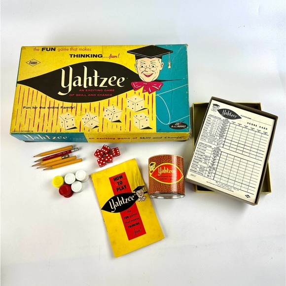 Vintage Yahtzee Game E.S. Lowe Company In Box All Pieces Included - Picture 2 of 14